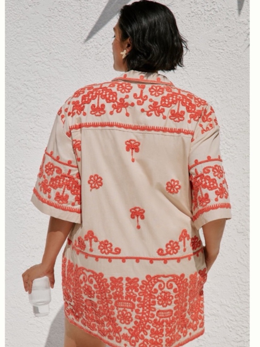 NWT Anthropologie Maeve Embroidered Collared  Button front Summer Shirt Dress XL - Picture 4 of 16